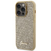 Guess GUHCP15LPMSDGSD Funda rígida Disco Metal Script para Apple iPhone 15 Pro, dorada