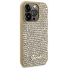 Guess GUHCP15LPMSDGSD Funda rígida Disco Metal Script para Apple iPhone 15 Pro, dorada