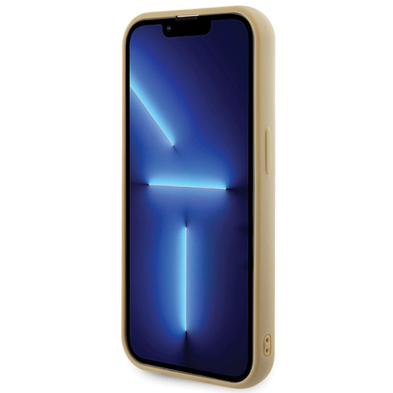 Guess GUHCP15LPMSDGSD Funda rígida Disco Metal Script para Apple iPhone 15 Pro, dorada