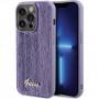 Funda rígida de metal Guess GUHCP15XPSFDGSU Sequin Script para Apple iPhone 15 Pro Max, morada