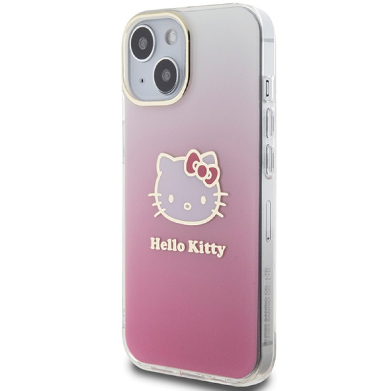 Hello Kitty HKHCP15SHDGKEP IML Gradient Electrop Kitty Head funda rígida para Apple iPhone 15 6.1", rosa