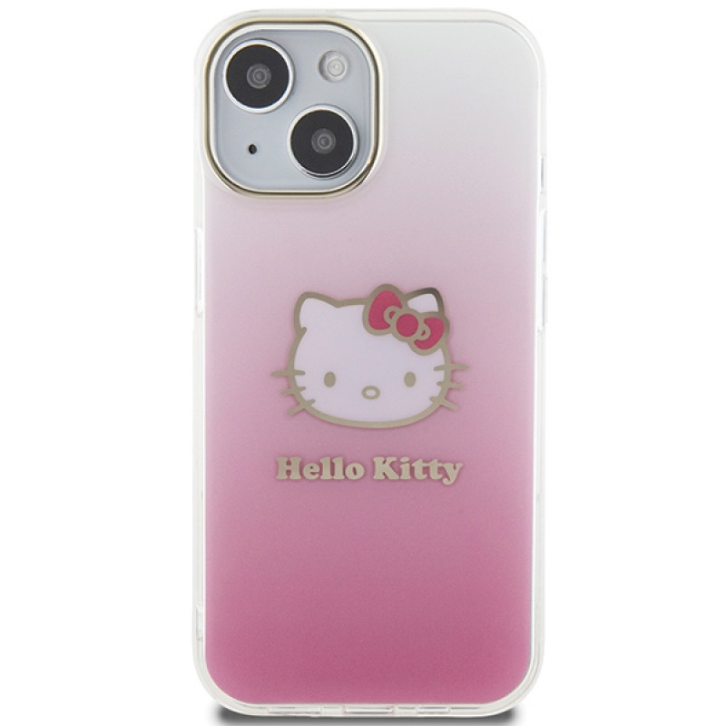 Hello Kitty HKHCP15SHDGKEP IML Gradient Electrop Kitty Head funda rígida para Apple iPhone 15 6.1", rosa