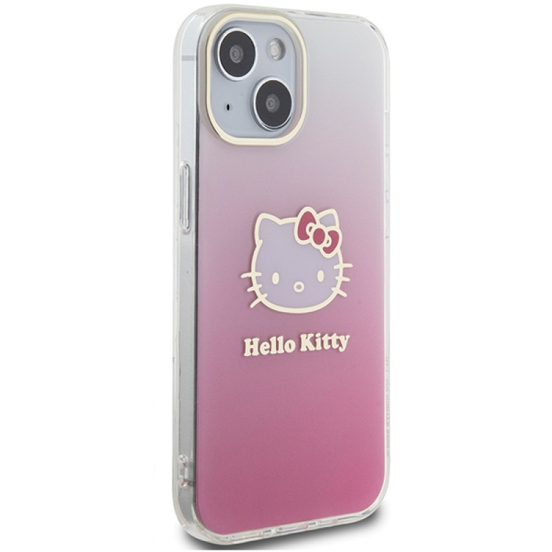 Hello Kitty HKHCP15SHDGKEP IML Gradient Electrop Kitty Head funda rígida para Apple iPhone 15 6.1", rosa