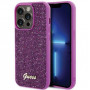 Guess GUHCP15XPMSDGSF Funda rígida Disco Metal Script para Apple iPhone 15 Pro Max, morada