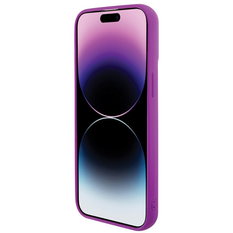 Guess GUHCP15XPMSDGSF Funda rígida Disco Metal Script para Apple iPhone 15 Pro Max, morada