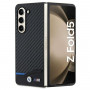Funda rígida BMW BMHCZFD522NBCK Leather Carbon para Samsung Galaxy Z Fold5, negra