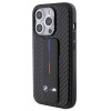 Funda rígida BMW BMHCP15LGSPCCK Apple iPhone 15 Pro Grip Stand Smooth & Carbon, negra