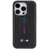 Funda rígida BMW BMHCP15LGSPCCK Apple iPhone 15 Pro Grip Stand Smooth & Carbon, negra