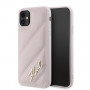 Karl Lagerfeld KLHCN61PQDSMGP Funda rígida para Apple iPhone 11 / XR Diagonal Quilted Script, rosa