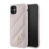 Karl Lagerfeld KLHCN61PQDSMGP Funda rígida para Apple iPhone 11 / XR Diagonal Quilted Script, rosa