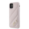Karl Lagerfeld KLHCN61PQDSMGP Funda rígida para Apple iPhone 11 / XR Diagonal Quilted Script, rosa