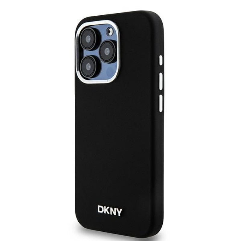 Funda rígida DKNY Apple iPhone 15 Pro Liquid Silicone Small Metal Logo MagSafe, negra
