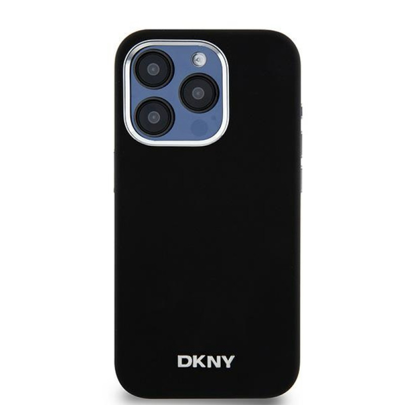 Funda rígida DKNY Apple iPhone 15 Pro Liquid Silicone Small Metal Logo MagSafe, negra