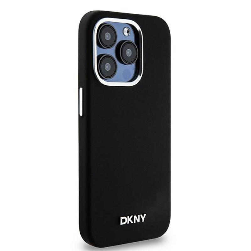 Funda rígida DKNY Apple iPhone 15 Pro Liquid Silicone Small Metal Logo MagSafe, negra