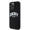 Funda rígida DKNY Apple iPhone 15 Pro Max Liquid Silicone White Printed Logo MagSafe, negra
