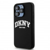 Funda rígida DKNY Apple iPhone 14 Pro Liquid Silicone blanca con logo impreso MagSafe, negra