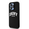 Funda rígida DKNY Apple iPhone 14 Pro Liquid Silicone blanca con logo impreso MagSafe, negra