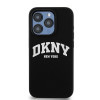 Funda rígida DKNY Apple iPhone 14 Pro Liquid Silicone blanca con logo impreso MagSafe, negra