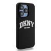 Funda rígida DKNY Apple iPhone 14 Pro Liquid Silicone blanca con logo impreso MagSafe, negra
