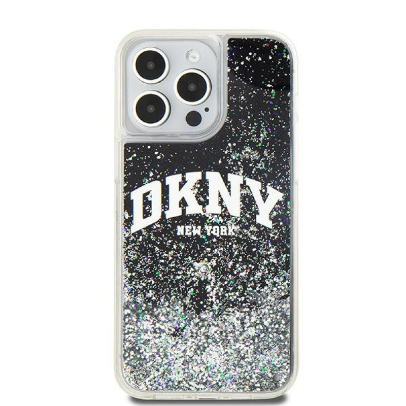 Funda rígida DKNY Apple iPhone 15 Pro Max Liquid Glitter Big Logo, negra