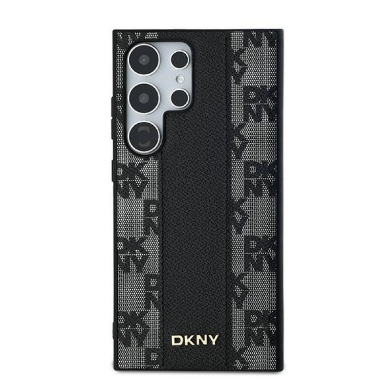 Funda MagSafe DKNY Leather Checkered Mono Pattern para Samsung Galaxy S24 Ultra, negra