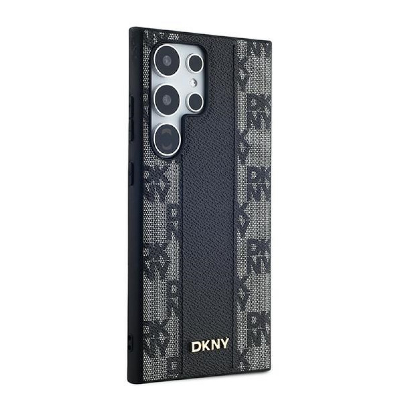 Funda MagSafe DKNY Leather Checkered Mono Pattern para Samsung Galaxy S24 Ultra, negra