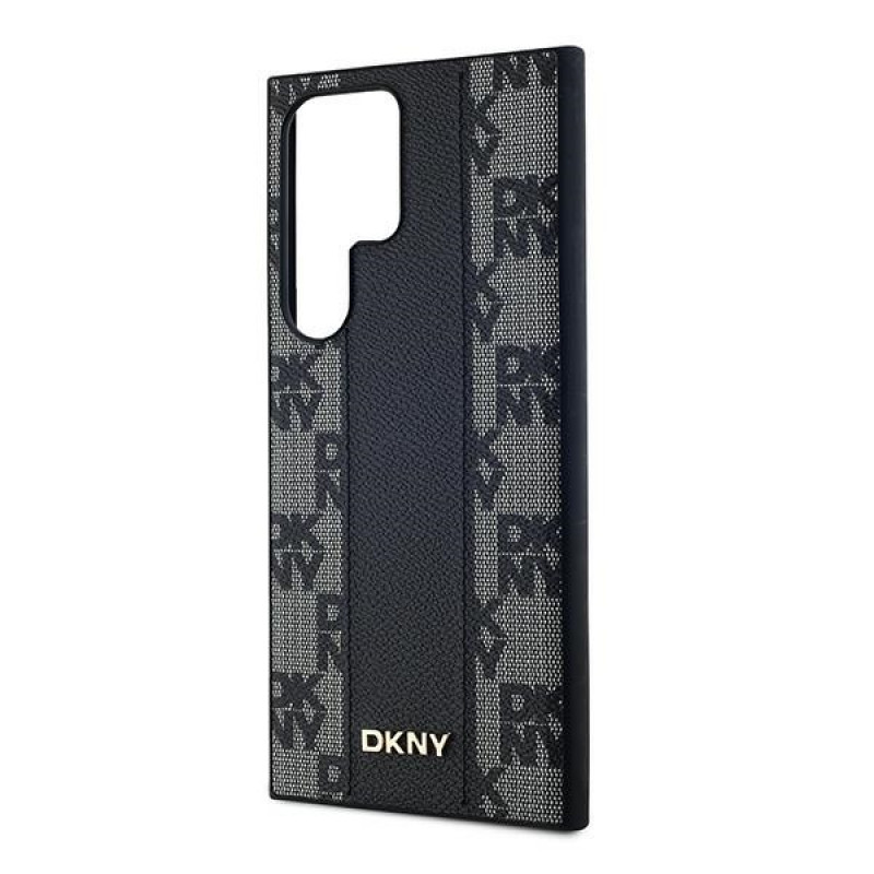 Funda MagSafe DKNY Leather Checkered Mono Pattern para Samsung Galaxy S24 Ultra, negra