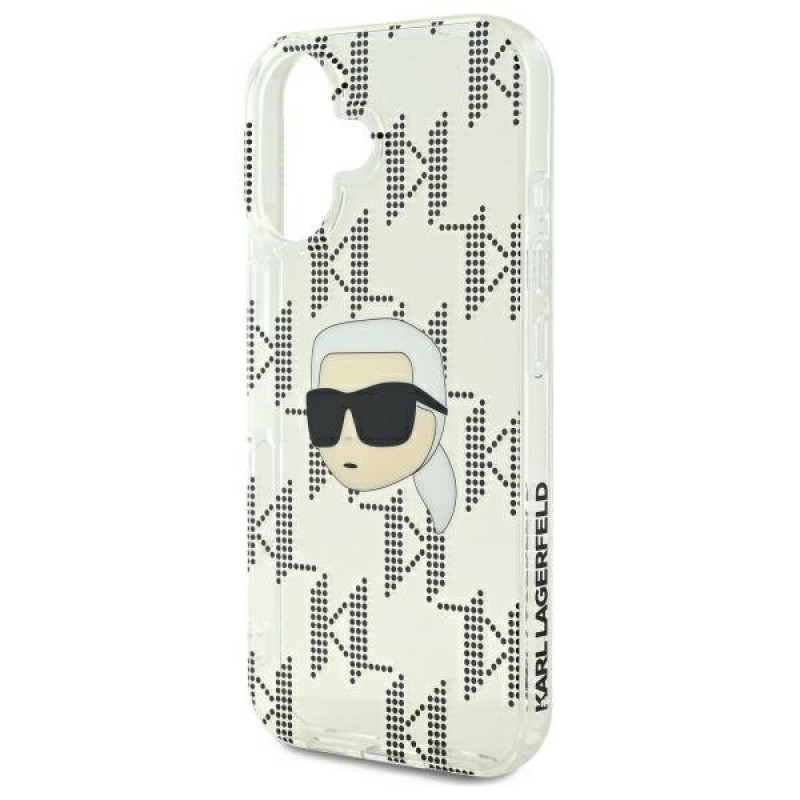 Funda rígida Karl Lagerfeld para Apple iPhone 16 IML Karl Head Electroplated, transparente
