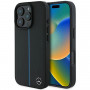 Mercedes MEHMP16L23RURBK Funda rígida para Apple iPhone 16 Pro MB Blue Line Leather MagSafe, negra