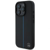 Mercedes MEHMP16L23RURBK Funda rígida para Apple iPhone 16 Pro MB Blue Line Leather MagSafe, negra