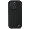 Mercedes MEHMP16L23RURBK Funda rígida para Apple iPhone 16 Pro MB Blue Line Leather MagSafe, negra