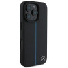 Mercedes MEHMP16L23RURBK Funda rígida para Apple iPhone 16 Pro MB Blue Line Leather MagSafe, negra