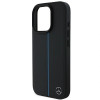 Mercedes MEHMP16L23RURBK Funda rígida para Apple iPhone 16 Pro MB Blue Line Leather MagSafe, negra