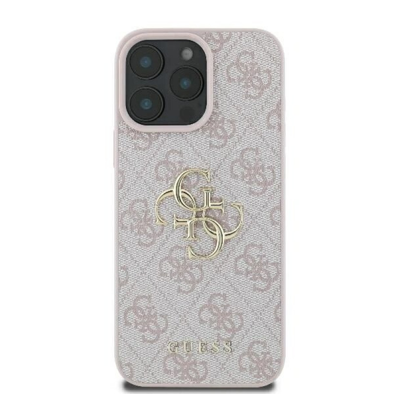 Funda rígida Guess GUHCP16X4GMGPI 4G Big Metal Logo para Apple iPhone 16 Pro Max 6.9", rosa