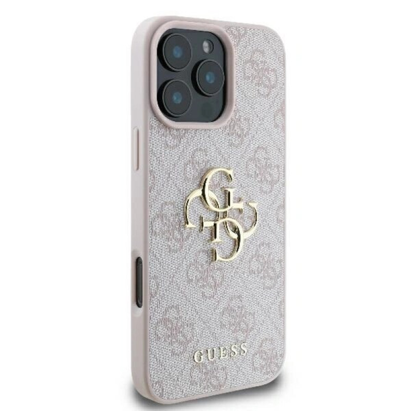 Funda rígida Guess GUHCP16X4GMGPI 4G Big Metal Logo para Apple iPhone 16 Pro Max 6.9", rosa