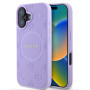 Funda MagSafe Guess Saffiano Peony Stamp para Apple iPhone 16, morada