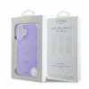 Funda MagSafe Guess Saffiano Peony Stamp para Apple iPhone 16, morada