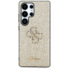 Funda rígida Guess Fixed Glitter Big 4G Metal Logo para Samsung Galaxy S25 Ultra, dorada