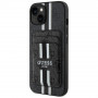 Funda Guess 4G Stripes MagSafe con cartera para Apple iPhone 15, negra