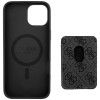 Funda Guess 4G Stripes MagSafe con cartera para Apple iPhone 15, negra