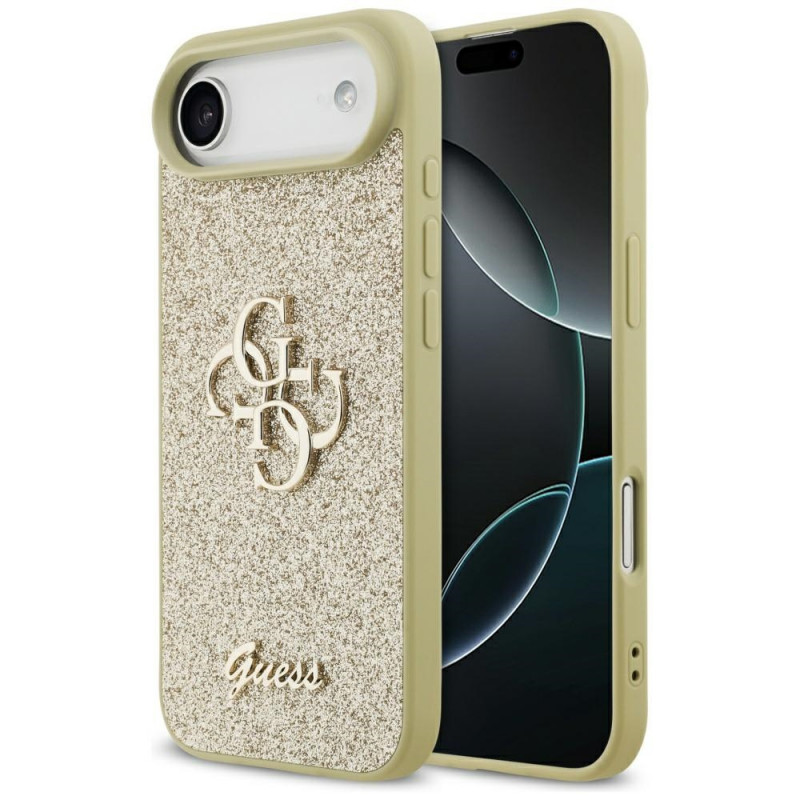 Funda rígida Guess Fixed Glitter Big 4G para Apple iPhone Air, dorada