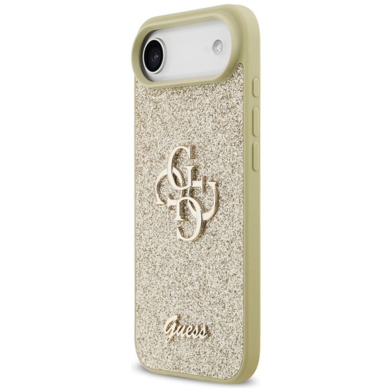 Funda rígida Guess Fixed Glitter Big 4G para Apple iPhone Air, dorada