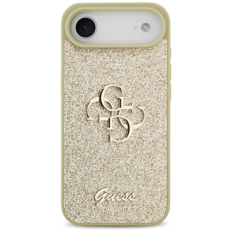 Funda rígida Guess Fixed Glitter Big 4G para Apple iPhone Air, dorada