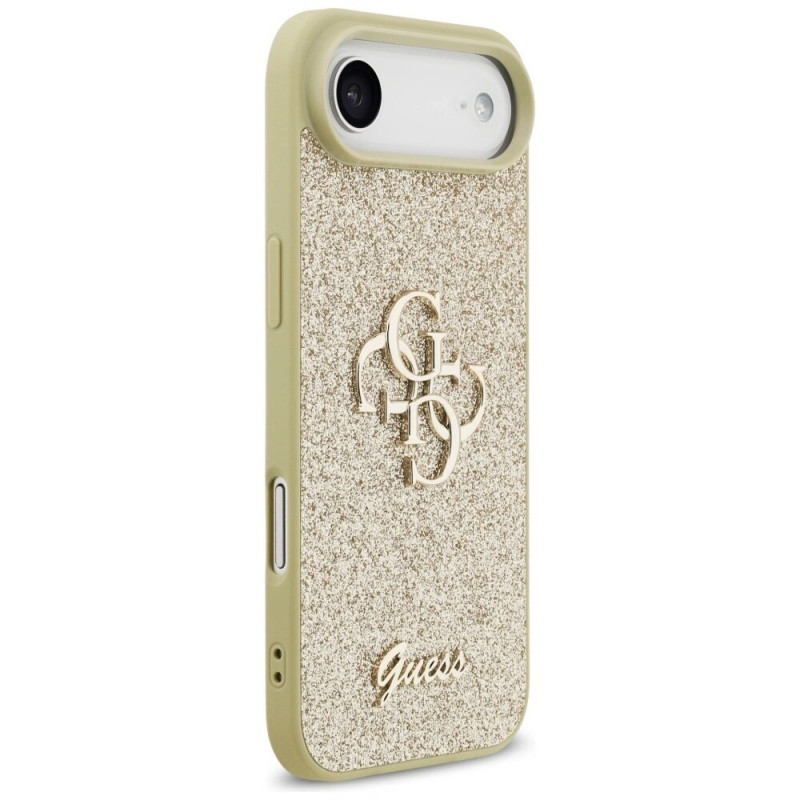 Funda rígida Guess Fixed Glitter Big 4G para Apple iPhone Air, dorada