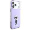 Funda MagSafe Karl Lagerfeld KLD22568 IML Aquarelle Karl & Choupette & Logo para Apple iPhone 17 Pro Max, morada