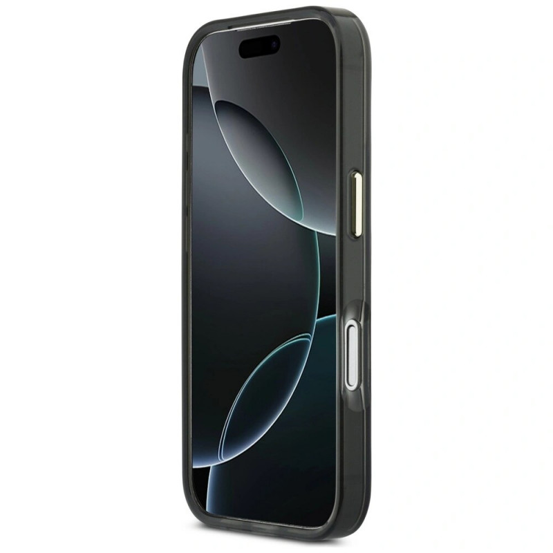 Funda rígida de metal Guess GUE5344 IML 4G Script para Apple iPhone 17 Pro Max, negra