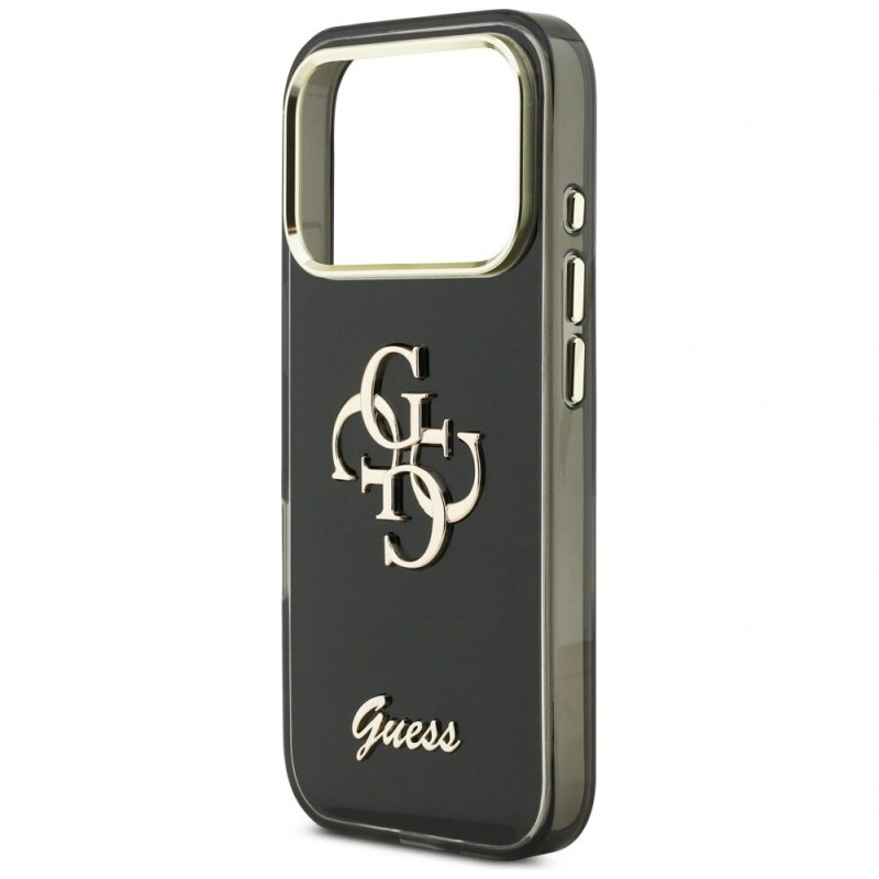Funda rígida de metal Guess GUE5344 IML 4G Script para Apple iPhone 17 Pro Max, negra