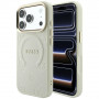 Funda MagSafe Guess Saffiano Peony & Ring para Apple iPhone 18 Pro / 17 Pro, beige
