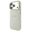 Funda MagSafe Guess Saffiano Peony & Ring para Apple iPhone 18 Pro / 17 Pro, beige