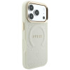 Funda MagSafe Guess Saffiano Peony & Ring para Apple iPhone 18 Pro / 17 Pro, beige
